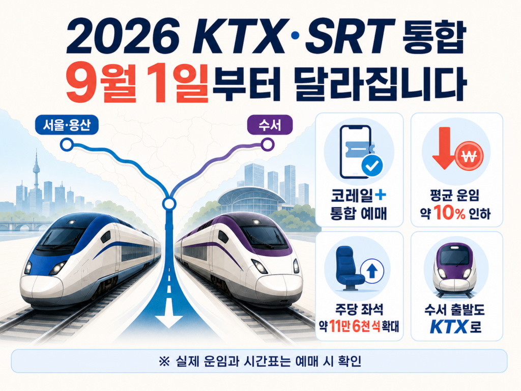 2026 KTX·SRT 통합 총정리|코레일 예매 앱 일원화 및 운임 할인 혜택 1 2026 ktx srt