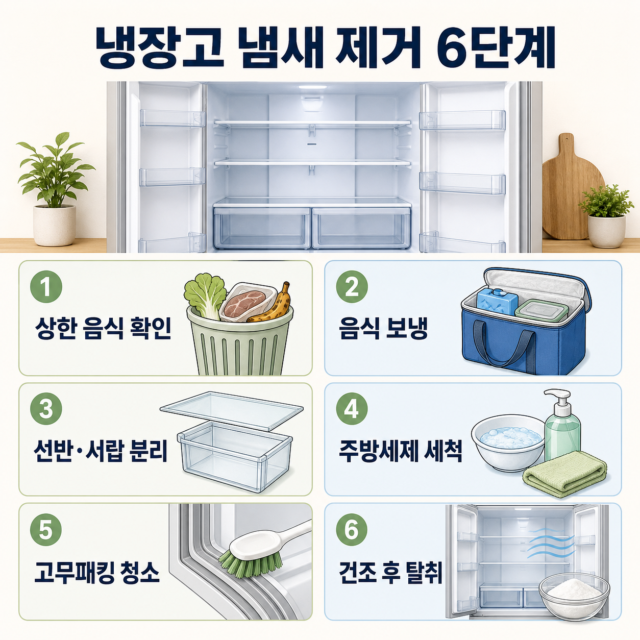 냉장고 냄새 제거 방법 설명