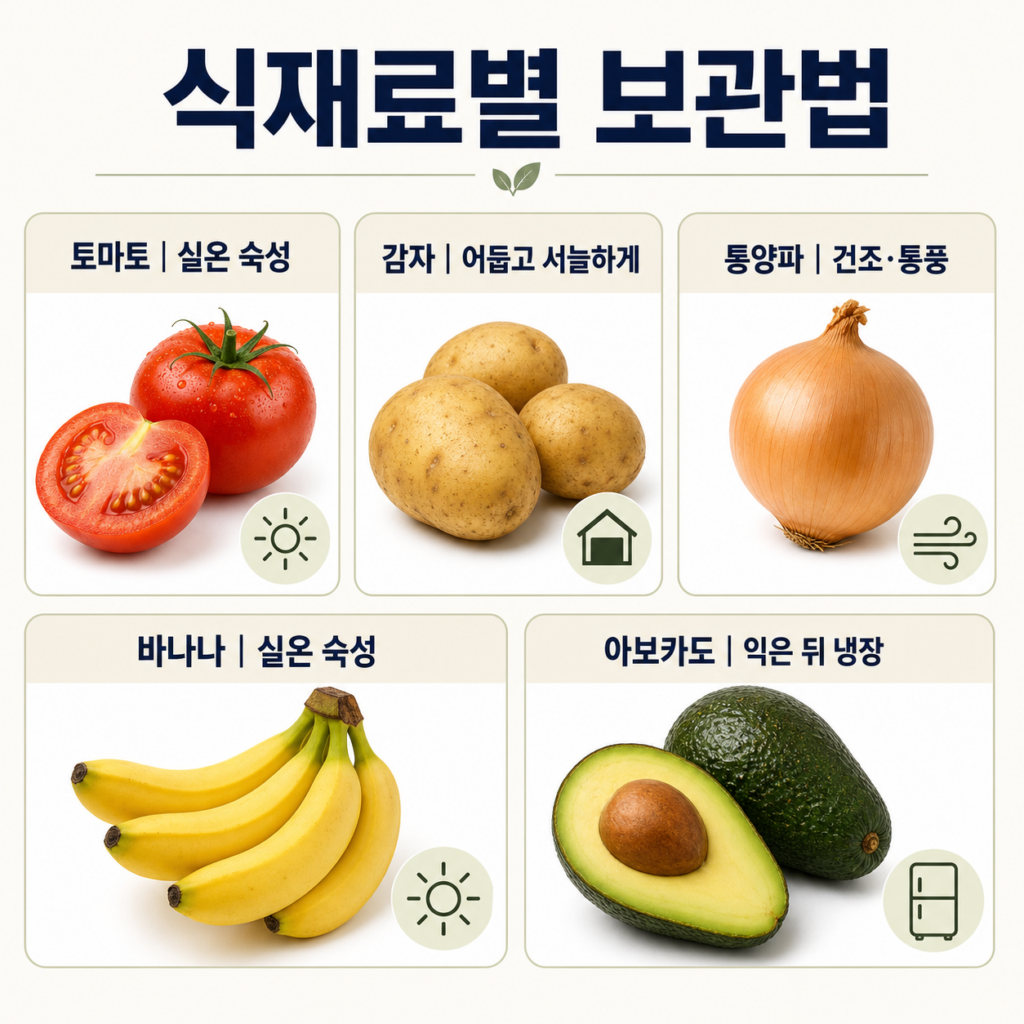 식재료별 보관법 설명