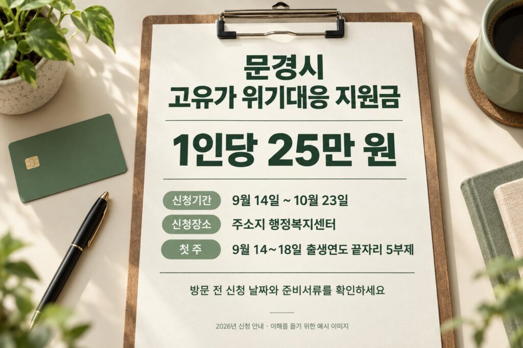 2026 문경시 고유가 위기대응 지원금 25만 원|신청기간·대상·방문 전 확인사항 1 mungyeong application guide