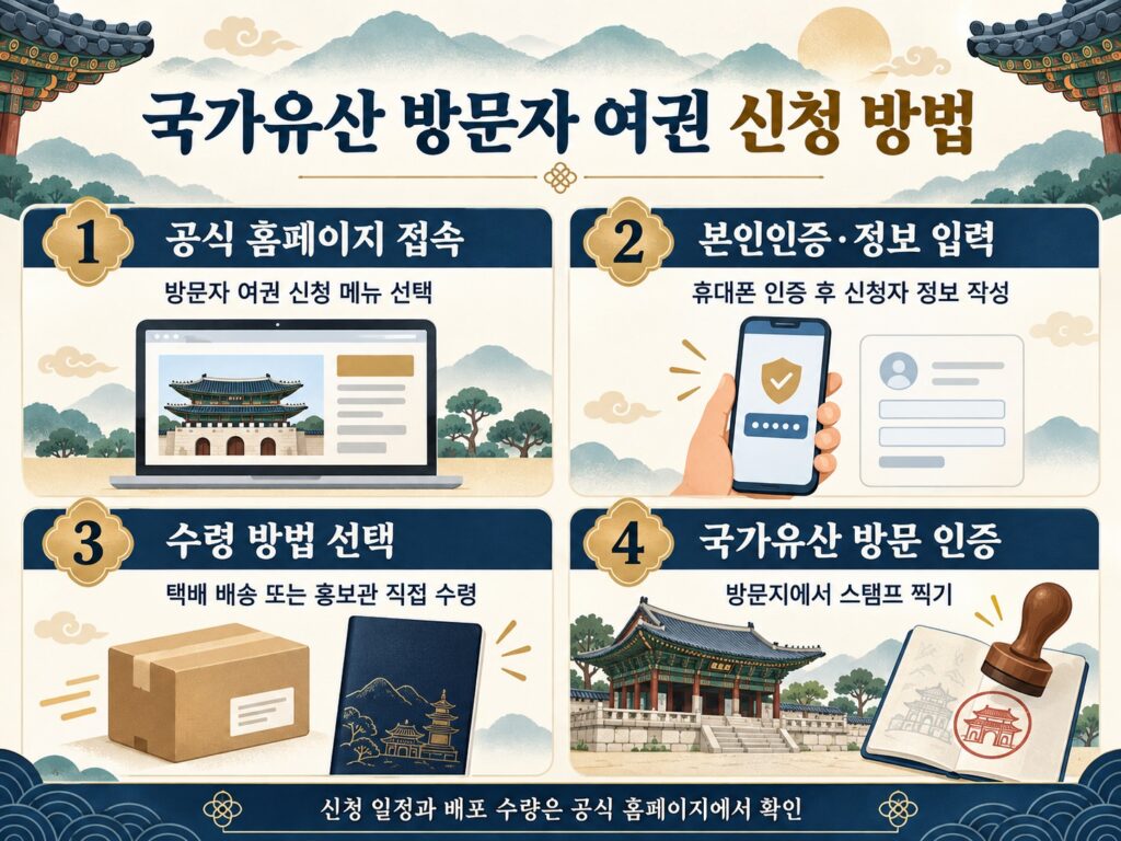 국가유산청 여권 신청 방법|방문자 여권 홈페이지 바로가기 1 국가유산 방문자 여권 신청 방법과 수령 절차 안내 이미지