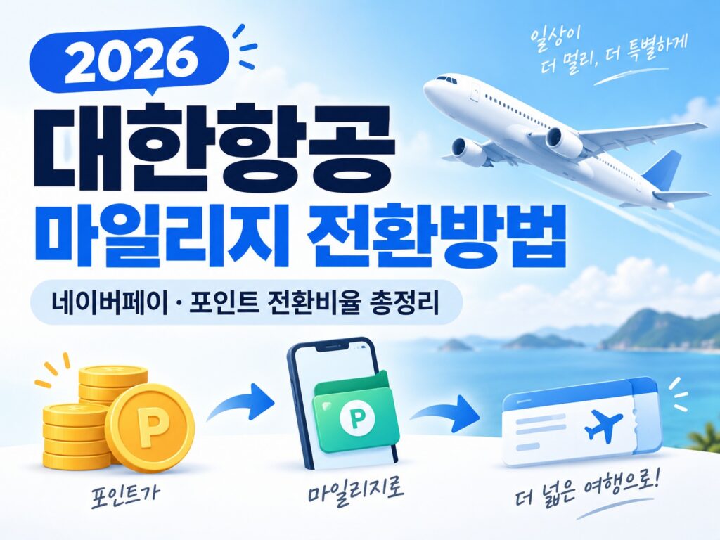 2026 대한항공 마일리지 네이버페이 제휴 포인트 전환비율 안내
