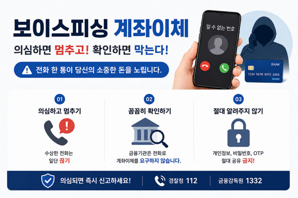 보이스피싱 계좌이체 피해 예방 및 신고 방법